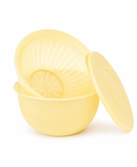 Набір Чарівність Tupperware чаша 4,3 л з герметичною кришкою та друшляк блідо-жовтий