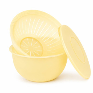 Набір Чарівність Tupperware чаша 4,3 л з герметичною кришкою та друшляк блідо-жовтий